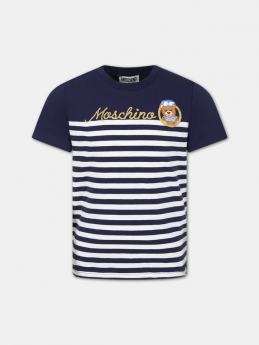 t-shirt a righe con orsetto marinaio
