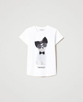 t-shirt con gatto stampa