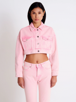 giacca cropped in denim rosa