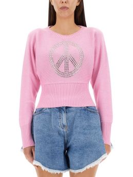 pullover in misto lana con symbol peace