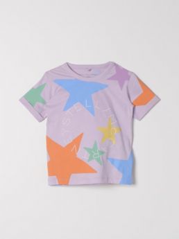 t-shirt con stelle e logo strass
