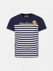 t-shirt a righe con orsetto marinaio