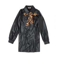 abito nero con dettaglio leopardato