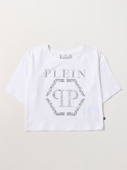 T-shirt cropped con strass
